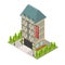 City Hotel Building Isometric View. Vector