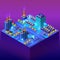 City industrial factories warehouses Isometric 3D illustration