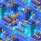 City industrial factories warehouses Isometric 3D illustration