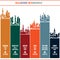 City infographics, cityscape, city skyline, city silhouette, cities icons set, megacities, landmarks