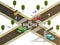 City Intersection Traffic Navigation Isometric View