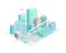 City Isometric landscape. Modern architecture, buildings. Train crossing the light rail subway railway. 3d style vector