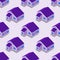 City isometric seamless pattern of the house, transportation, repetitive background EPS