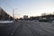 City landscape, Driving part of the street with cars, in the evening in the winter