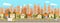 City landscape seamless horizontal illustration. Cityscape skyscrappers, suburban houses, downtown. Vector cartoon style