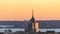 City landscape at sunset with spire, Voronezh, Russia