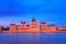 City landscape at sunset - view of the Hungarian Parliament Building in the historical center of Budapest