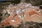 City landscape top view of the medieval village of Ares del Maestre, CastellÃ³n, Spain