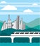 City landscape Train bridge vector