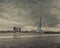 City Landscape - view on Erasmus Bridge on rainy cloudy day, city of Rotterdam