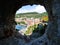 The city of Lerici viewed through the cannon port of the castle