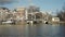 City life. Historic canal houses, bridge and traffic in Amsterdam