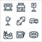 City life line icons. linear set. quality vector line set such as football field, newspaper, duck, garbage truck, skateboard,