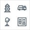City life line icons. linear set. quality vector line set such as wc, mailbox, garbage truck