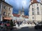City life in Regensburg at historic town square