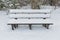 City Ligatne, Latvia. Snow beneath the bench and everything white around