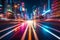 city light glowed road with exposure generative ai