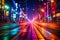 city light glowed road with exposure generative ai