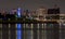City Lights, Harbor and Urban Skyline at Night