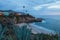 City lights view Laguna Beach at night