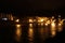 City of Limoux and river Aude by night , France