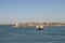 City lines ferry on a voyage on the tranquil Bosphorus strait in Istanbul, Turkey