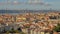 City of Lisbon with the `25th of April Bridge` crossing the River Tagus and the Christo Rei monumental statue in the background.