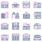 City locations color linear icons vector set