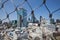 City of London Behind wire net at the top of the Monument, London