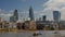 City of London skyline and Millennium Bridge