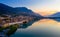 The city of lovere overlooking Lake Iseo at sunrise