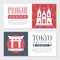 City Mark Card or Banner with Famous Building Vector Set