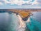 City Marsaskala Malta summer harbour water mediterranean sea blue. Aerial top view