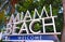 City of Miami Beach Florida welcome sign with palm trees