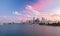 City of Miami Florida, colorful sunset panorama