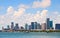 City of Miami Florida, summer panorama of downtown buildings
