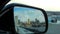 City Of Milwaukee In The Rear-view Mirror Of Car