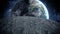 city on moon. Realistic animation. The space view of the planet earth