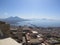 The city of Naples from above. Napoli. Italy. Vesuvius volcano behind.