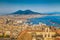 City of Naples with Mt. Vesuvius at sunset, Campania, Italy