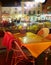 City night life  street cafe tables people dinner pink light on table Lifestyle Travel Restaurant City Light Old Town Tallinn ,