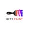 City Paint Brush Logo Design. Real Estate Colorfull Graphic. Renovation Repair Construction Icon.