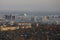 City panorama in autumn. Nizhny Novgorod. Morning fog over the city.