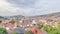 City panorama with cable car moving up and down from Sarajevo station to mountains, Bosnia And Herzegovina