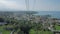 City panorama lake aerial view