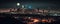 city panorama at night,Los Angeles ,starry sky and moon banner .skyline view from plane banner