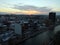 City panorama - sunset over the river