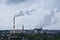 City panorama. View of the pipes of the thermal power plant.