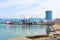City panoramic landscape with Batumi Sea Port at summer Black sea resort