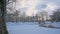 City park in the snow in Rakvere